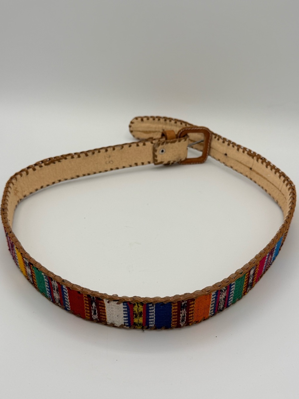 Handcrafted Multicolor Woven Leather Belt - Women Accessories Size 28